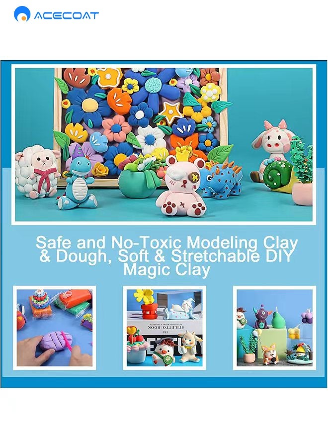 ACECOAT Air Dry Clay, 48 Color Modeling Set With 3 Sculpting Tools, Magic Foam Clay For Kids And Adults, Gift For Boys And Girls - Image 4